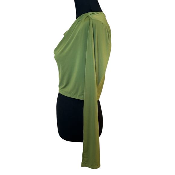 New ~ OPEN EDIT NORDSTROM ~ Women's Green Cowl Neck Cropped Blouse Top Size S - Picture 5 of 8